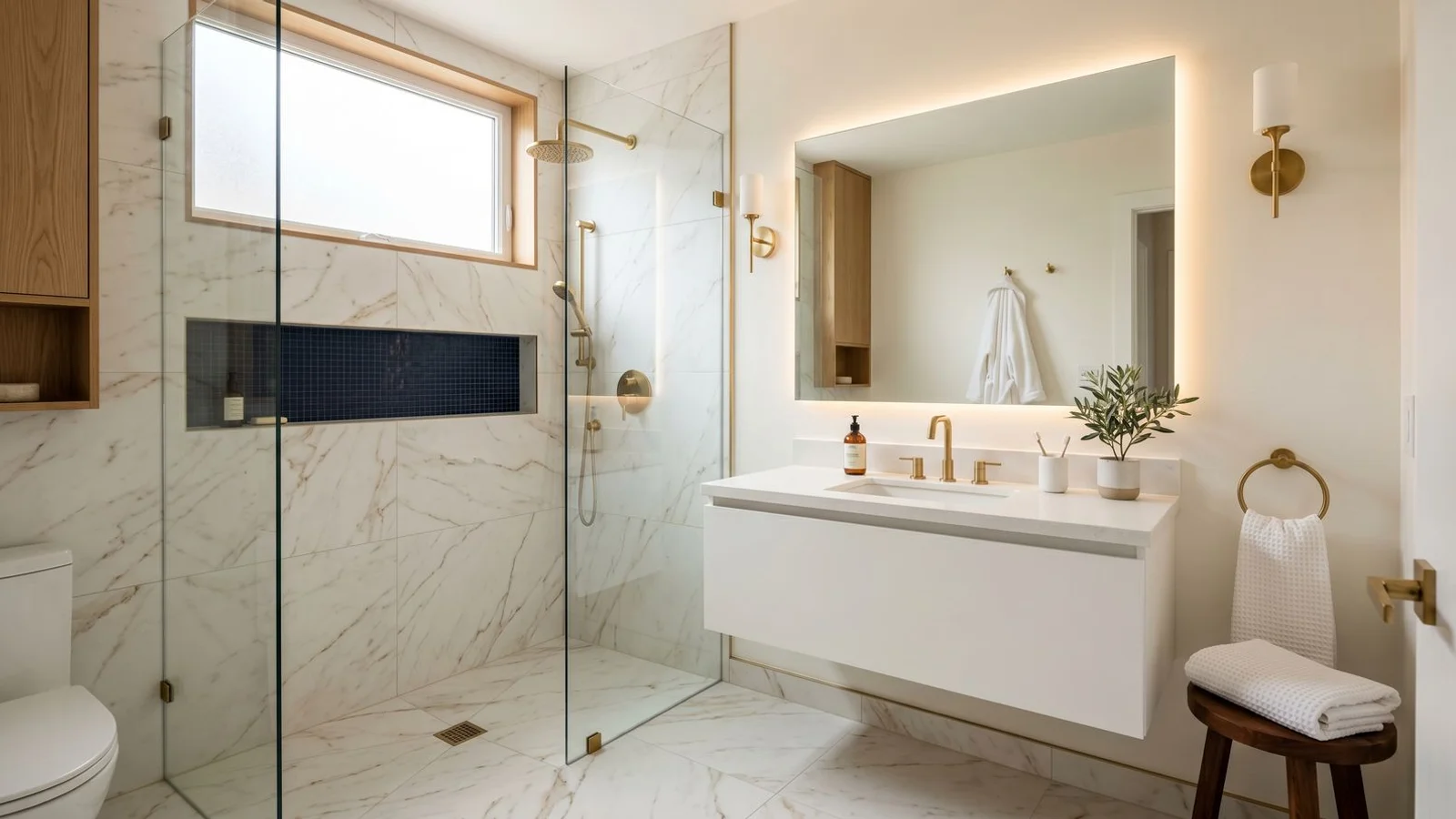 Beautifully renovated small Toronto bathroom with walk-in shower