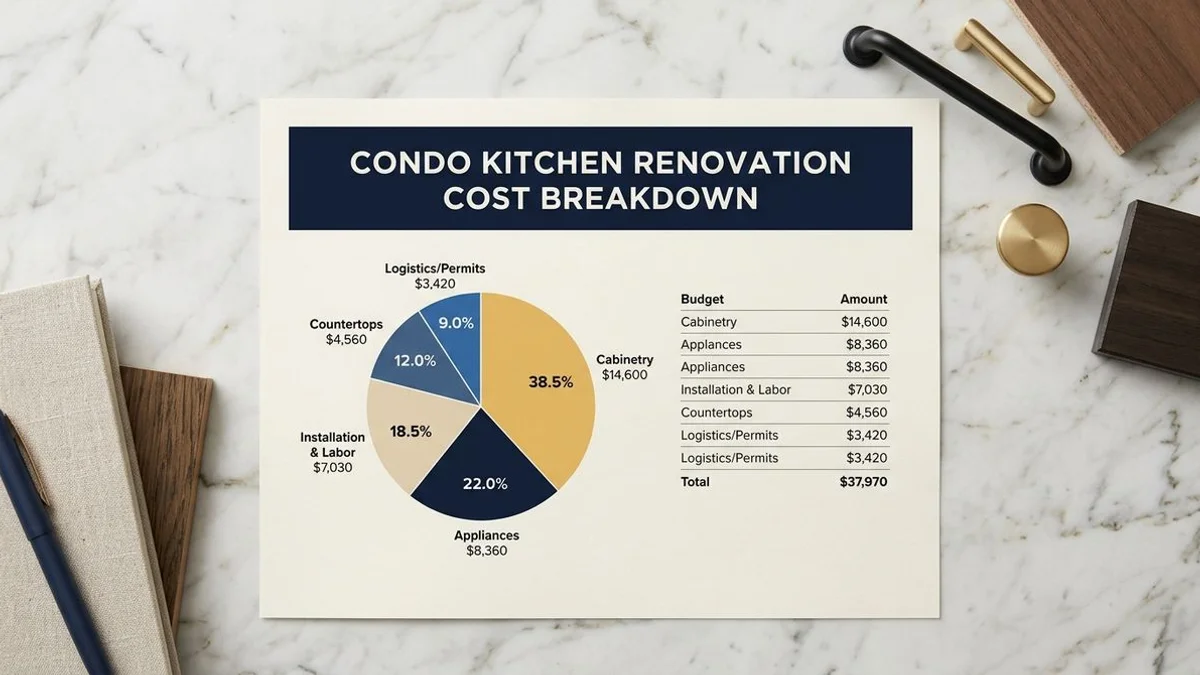 Cost breakdown infographic for a Toronto condo kitchen renovation