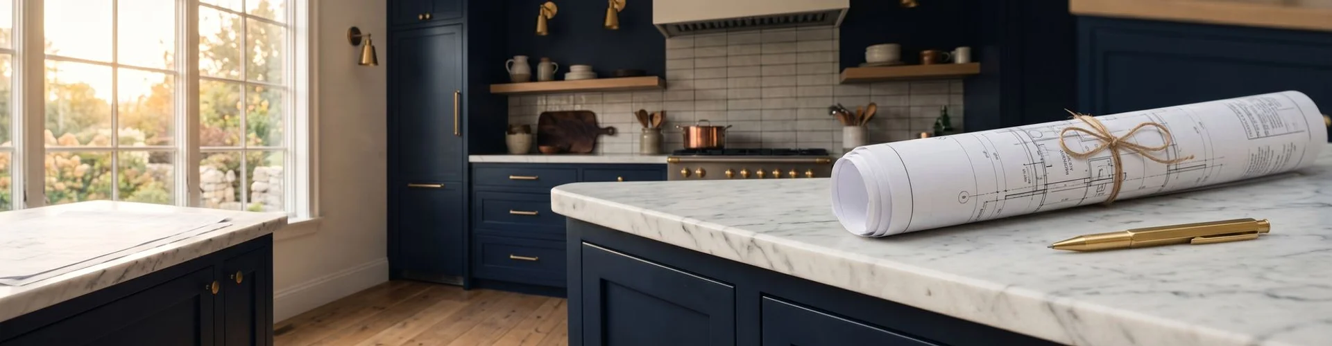 Modern Toronto kitchen with marble counters and brass accents