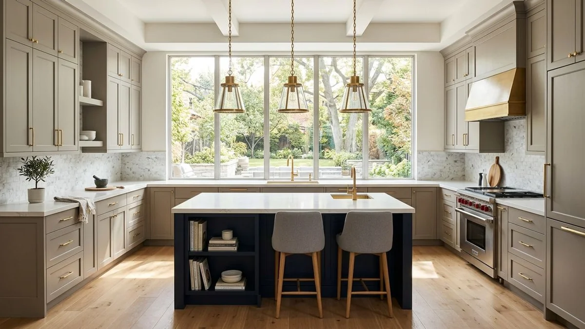 U-shape Toronto family kitchen with island