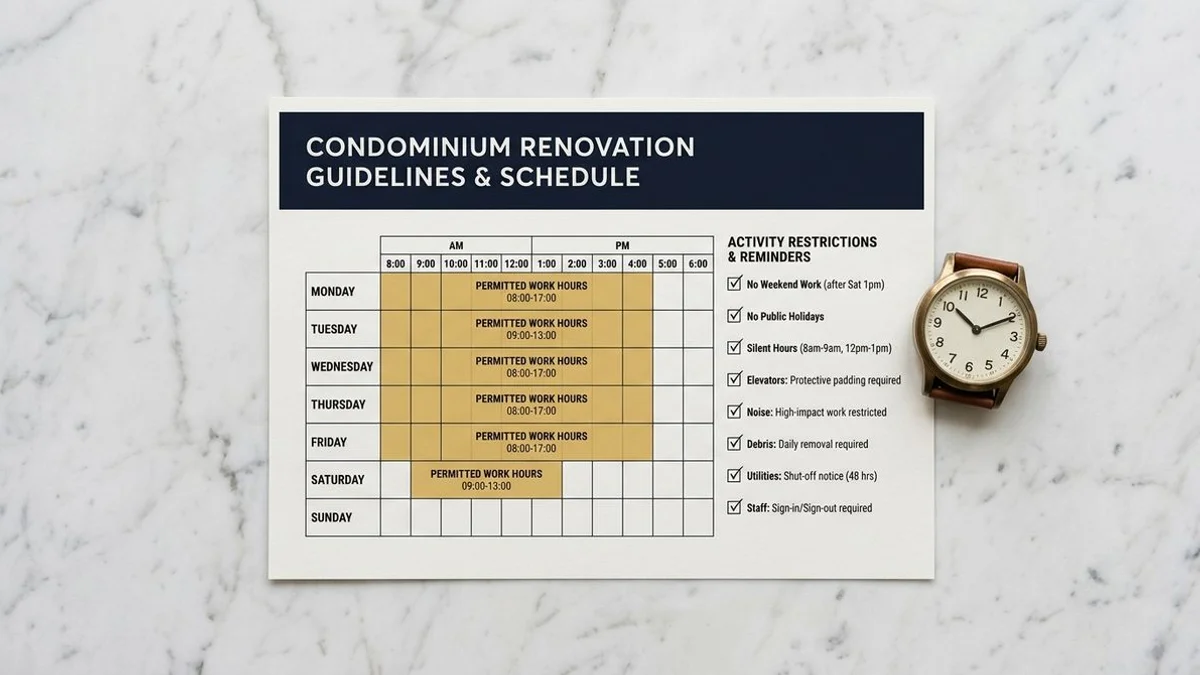 Visual summary of Toronto condo renovation rules